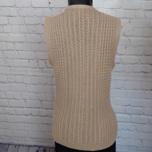 Woolrich Khaki crochet sweater vest zip up Vintage - Picture 4 of 7
